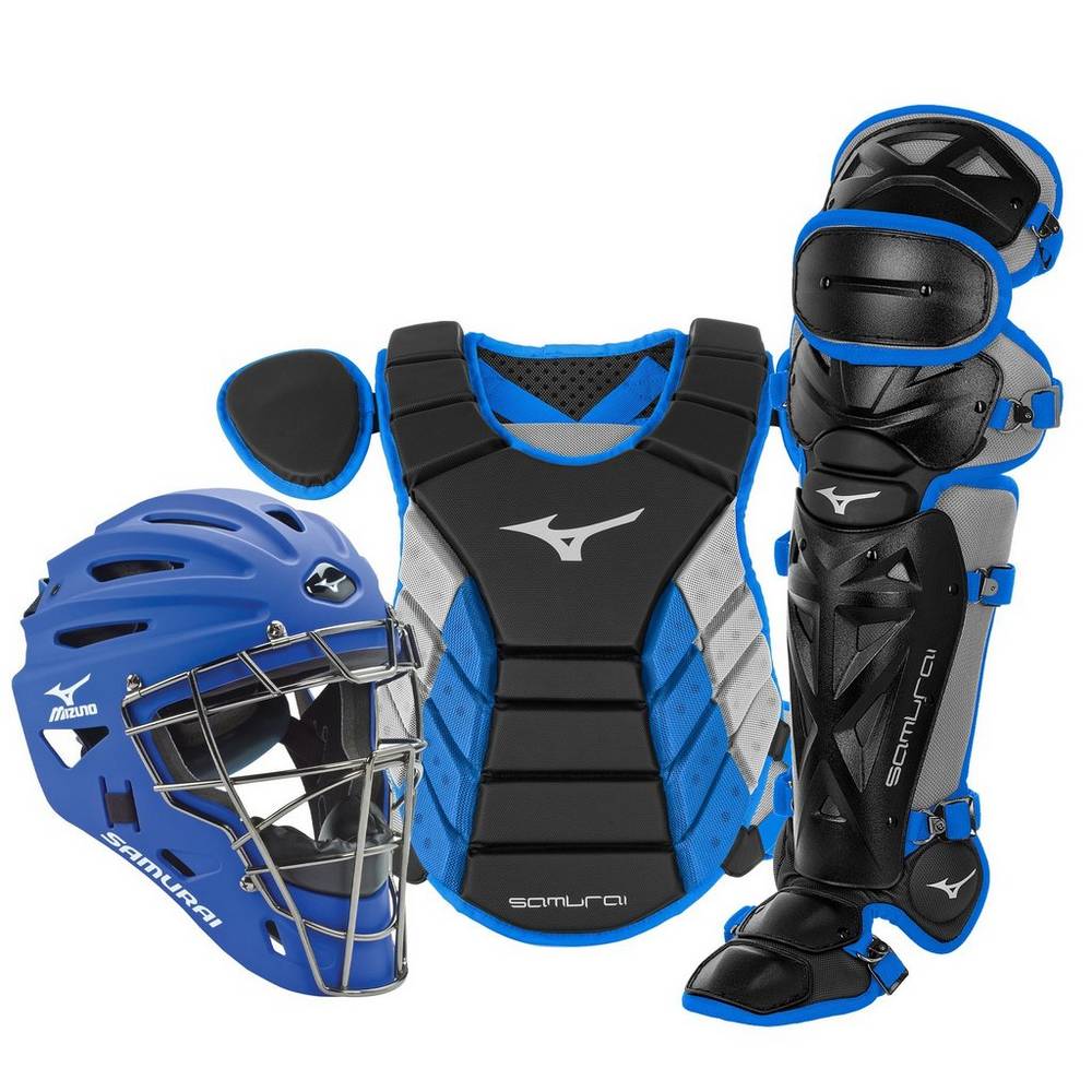 Mizuno Men's Samurai Adult 15" Baseball Boxed Catcher’s Gear Set Black/Royal (380418-CYB)